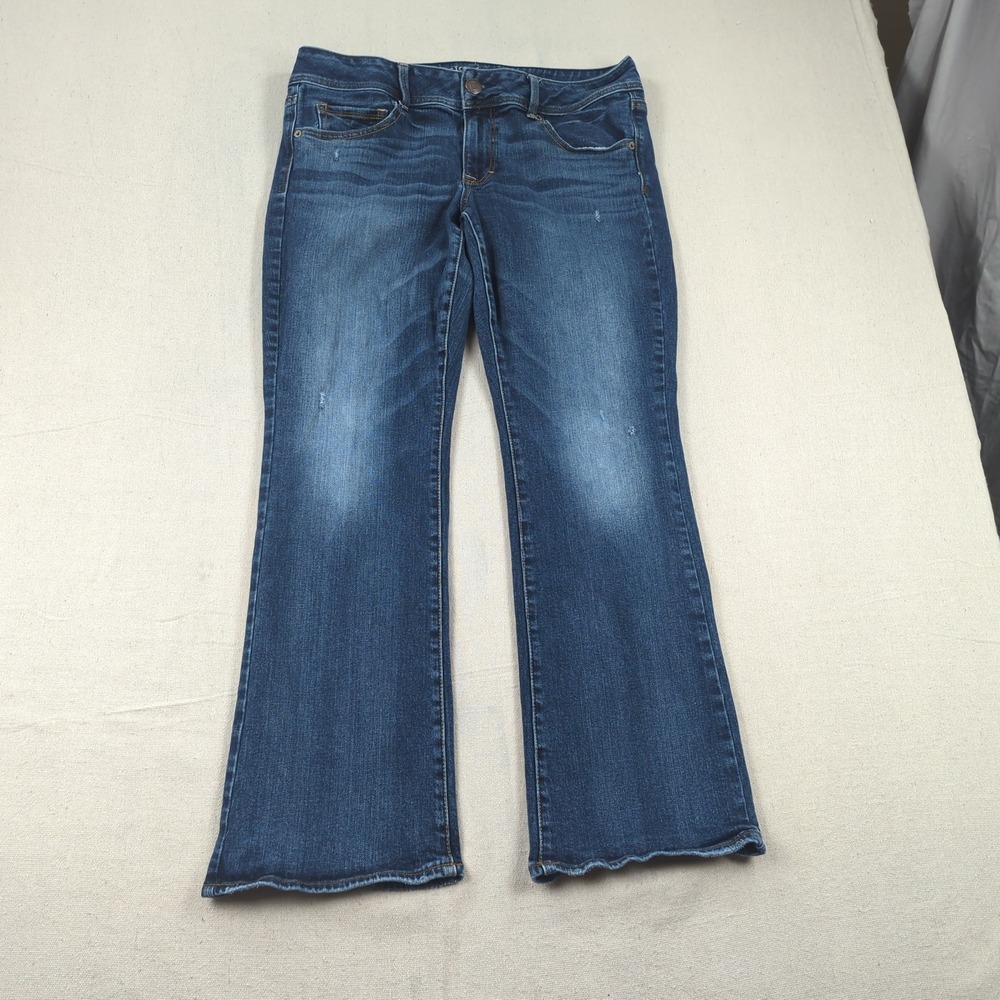 American Eagle Jeans Womens 14 Blue Short Kick Boot Cut Western BohoStretch